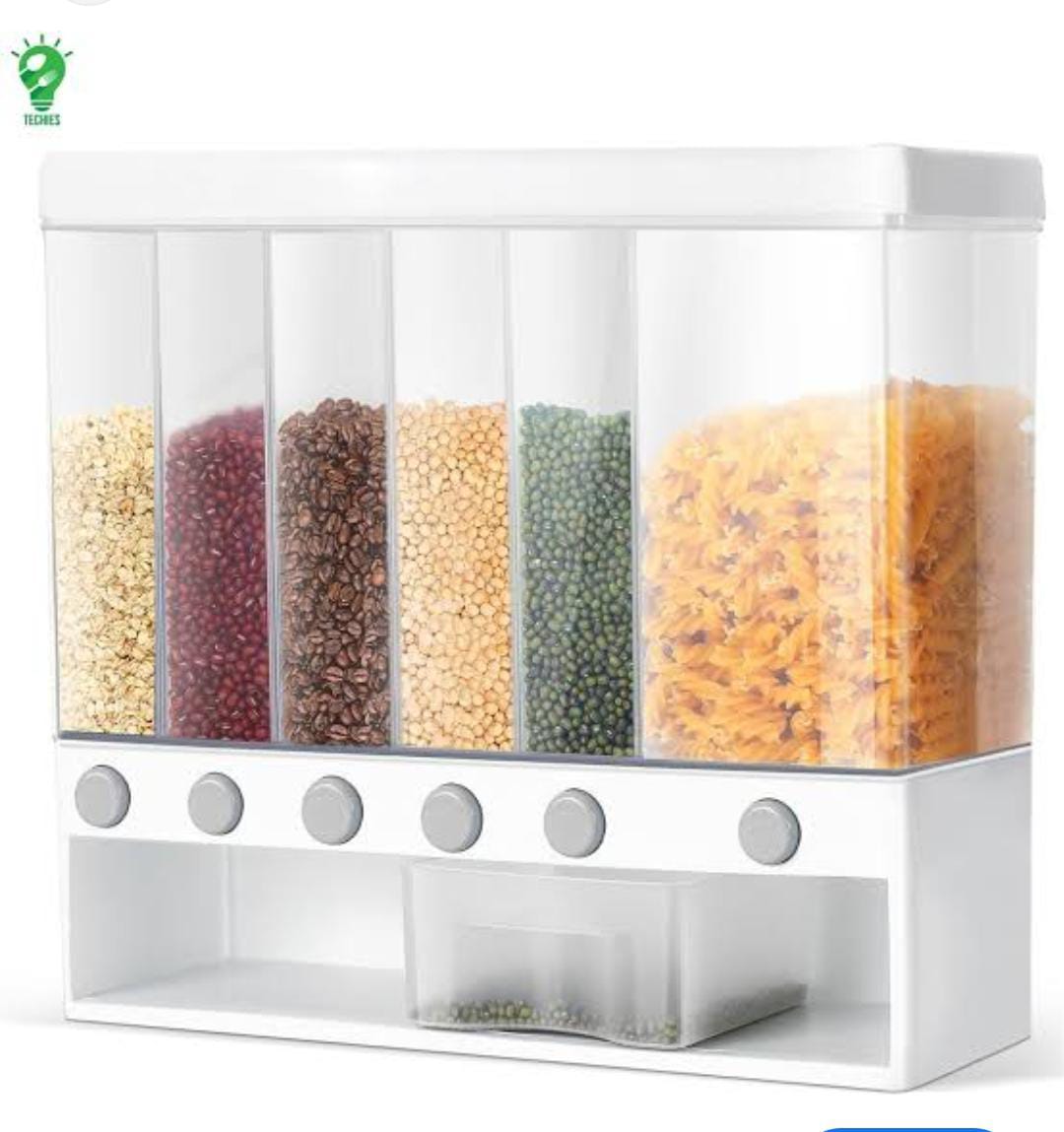 Cereal Dispenser Wall Mounted, 6 Grid Dry Food Dispenser